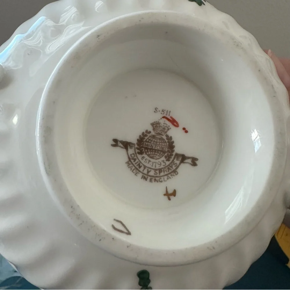 Minton Dainty Sprays Footed Cream Soup Bowl England Floral China Vintage 1973